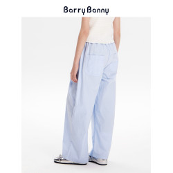 BarryBanny女童濶腿褲2025夏季新款兒童中大童休閒寬松直筒長褲子