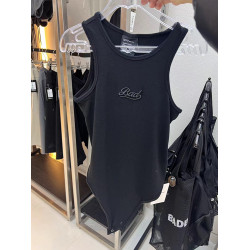 badblood彈性針織背心連體衣辣妹bodysuit修身內搭緊身刺綉女三角
