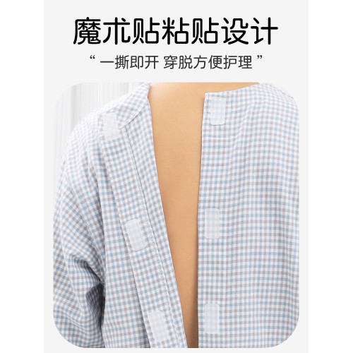 失智老人反穿連體衣術後病人睡衣棉失禁老人開襠一體式連體褲春秋