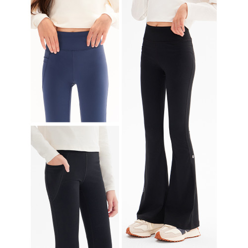 女童褲子夏季微喇鯊魚褲2025新款瑜伽打底褲中大童長褲運動喇叭褲