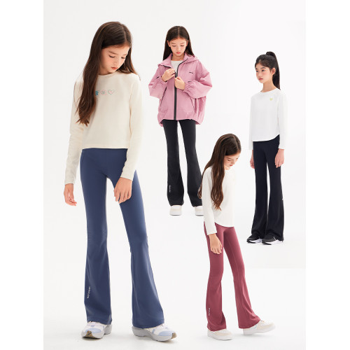 女童褲子夏季微喇鯊魚褲2025新款瑜伽打底褲中大童長褲運動喇叭褲