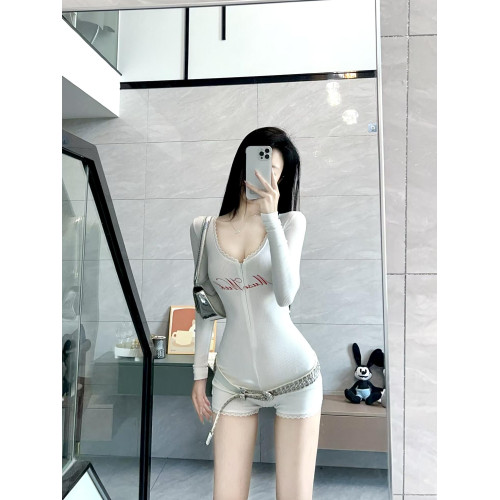 Gentle春季新款蕾絲印花修身彈力瑜伽褲健身服休閒辣妹連體衣