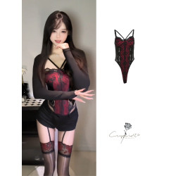 辣妹蕾絲拼接網紗修身吊帶背心2025夏季純欲風性感收腰百搭連體衣