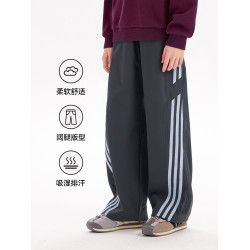 女童褲子夏季薄款2025初中生兒童寬松休閒運動中大童直筒濶腿長褲