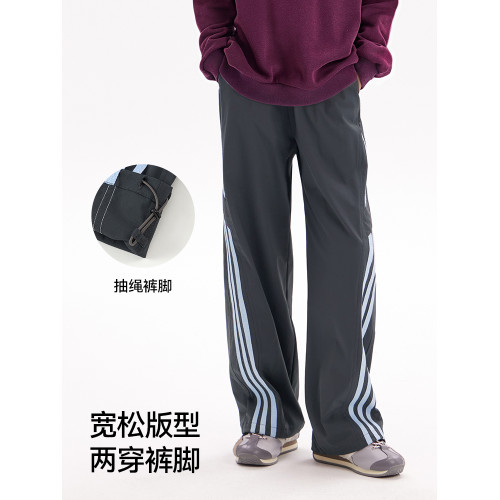 女童褲子夏季薄款2025初中生兒童寬松休閒運動中大童直筒濶腿長褲