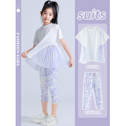 女童速乾衣套裝兒童夏季運動服羽毛球打底褲女大童跑步裝瑜伽女孩