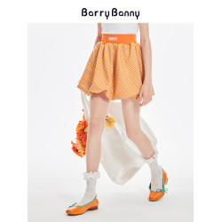 BarryBanny女童格子半身裙2025新款夏季學院風花苞裙兒童百搭短裙