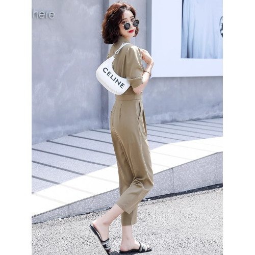 職業顯瘦連體褲女2025年夏季新款西裝領名媛氣質連體衣套裝ZX061