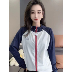 夏季歐範新款防曬衣女長袖連帽拼色設計小衆減齡時尚休閒薄外套