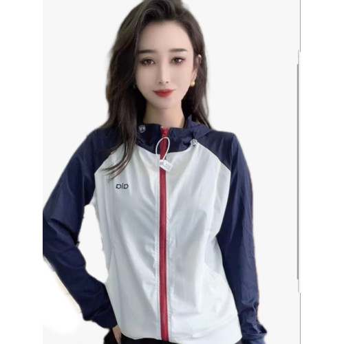 夏季歐範新款防曬衣女長袖連帽拼色設計小衆減齡時尚休閒薄外套