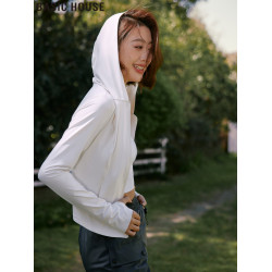 Basic House/百家好冰絲防曬衣女2025夏季修身顯瘦輕薄連帽防曬服