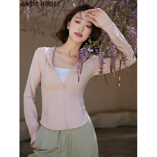 Basic House/百家好冰絲防曬衣女2025夏季修身顯瘦輕薄連帽防曬服