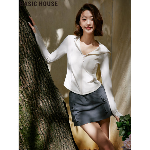 Basic House/百家好冰絲防曬衣女2025夏季修身顯瘦輕薄連帽防曬服
