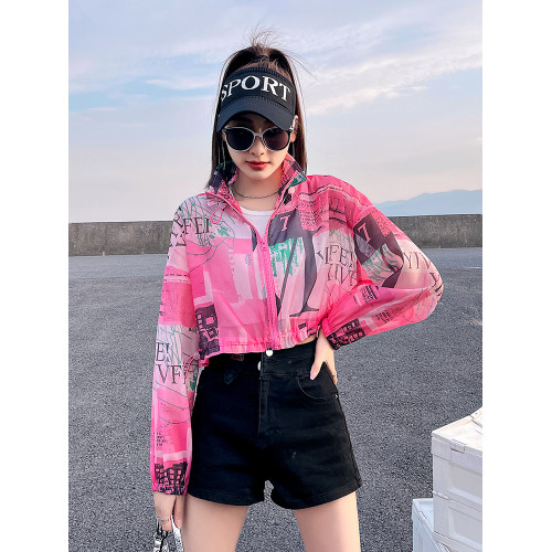 香港潮牌小個子遮陽防曬衣女夏季新款防紫外線透氣薄款短款防曬衫