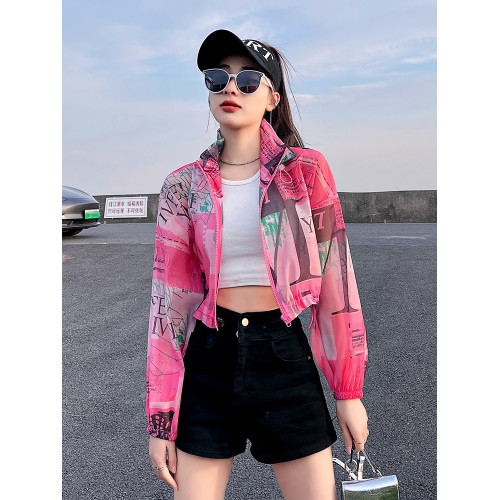 香港潮牌小個子遮陽防曬衣女夏季新款防紫外線透氣薄款短款防曬衫