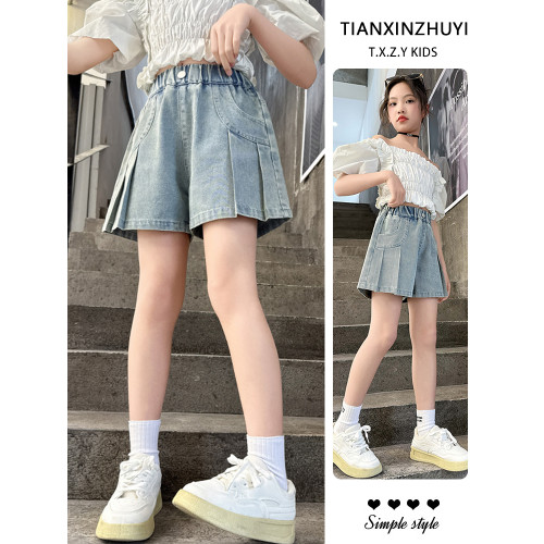 女童夏季寬松牛仔褲子2025新款女孩夏裝百搭褲裙兒童夏款薄款短褲