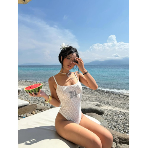 歐美辣妹風燙鑽露背吊帶背心連體衣女夏性感修身海邊度假外穿上衣