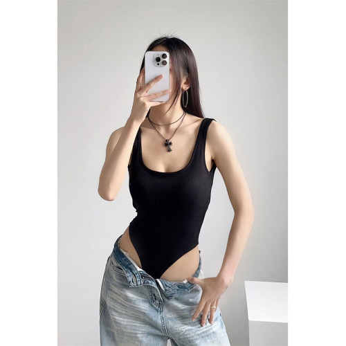 純欲系辣妹連體衣女夏季個性別致修身露背吊帶背心爵士舞蹈上衣潮