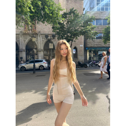 歐美辣妹鏤空吊帶連體衣女夏季新款性感純欲緊身外穿包臀連體短褲
