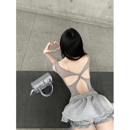GARIS 歐美辣妹風美背攻心後背外穿性感吊帶背心女修身連體衣女夏