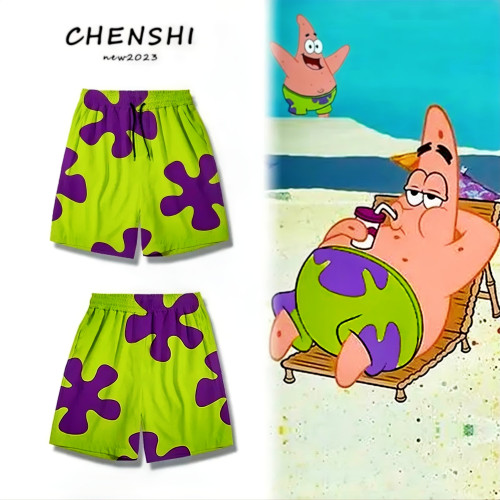 NASA聯名派大星同款兒童短褲男女童夏季冰絲睡褲親子裝速乾沙灘褲