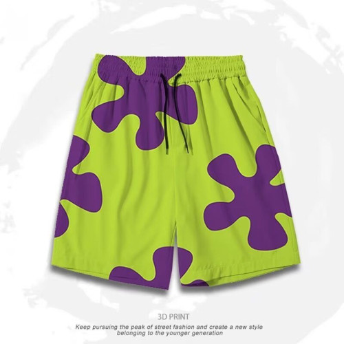 NASA聯名派大星同款兒童短褲男女童夏季冰絲睡褲親子裝速乾沙灘褲