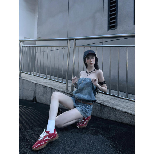 Do vis 美式復古牛仔抹胸連體衣女辣妹性感修身顯瘦短褲