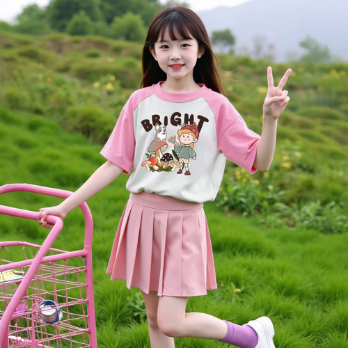 2025春夏秋中大童女童學院風百褶裙半身裙學生春秋白色兒童jk短裙