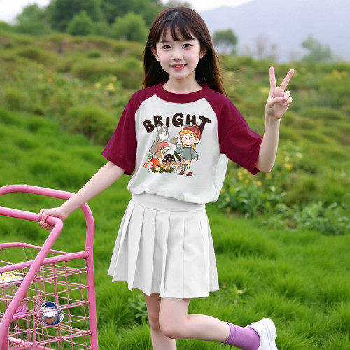 2025春夏秋中大童女童學院風百褶裙半身裙學生春秋白色兒童jk短裙