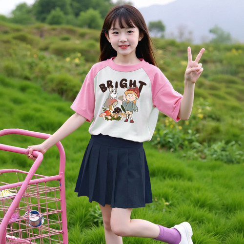 2025春夏秋中大童女童學院風百褶裙半身裙學生春秋白色兒童jk短裙