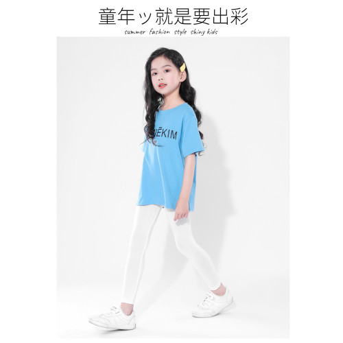 女童打底褲夏季薄款春夏莫代爾超薄冰絲兒童白色外穿配裙子長褲子