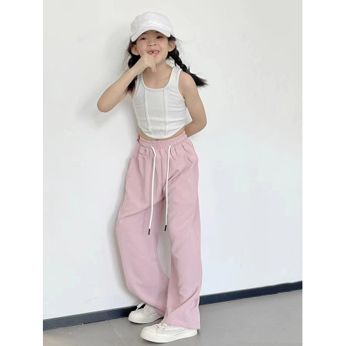 波拉韓童裝女童直筒休閒褲2025夏裝新款兒童超薄褲子中大童防蚊褲