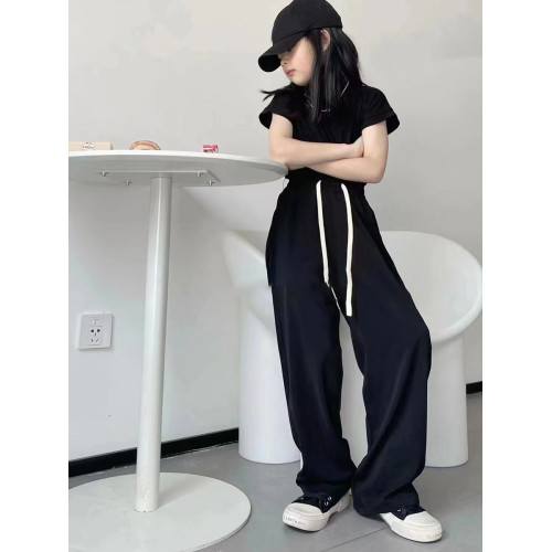 波拉韓童裝女童直筒休閒褲2025夏裝新款兒童超薄褲子中大童防蚊褲