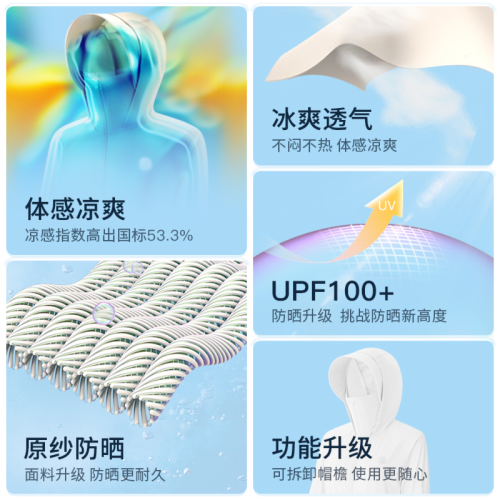 波司登奧萊專業防曬衣女UPF100+防紫外線短防曬服B30525402