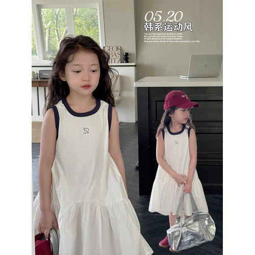 韓國女童連衣裙夏裝2025新款女孩無袖背心裙子兒童洋氣森系公主裙