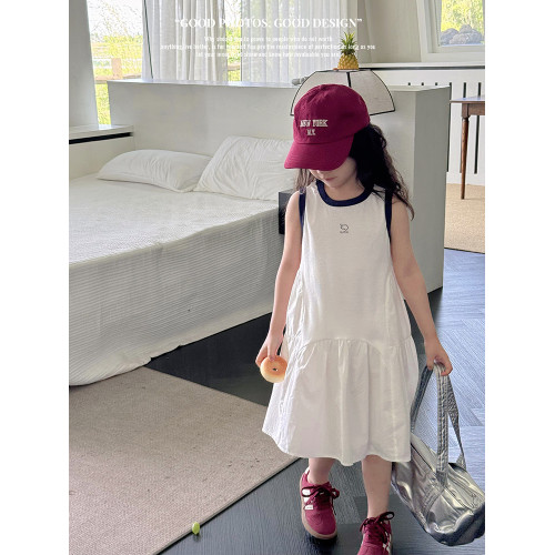 韓國女童連衣裙夏裝2025新款女孩無袖背心裙子兒童洋氣森系公主裙