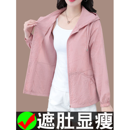薄防曬衣2025年夏季新款粉色中年媽媽大碼女裝防紫外線時尚防曬服