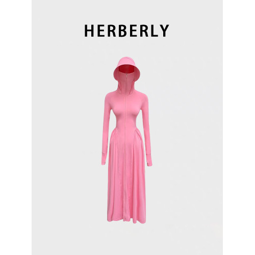 HERBERLY超長款大帽簷防曬衣女2025夏季新款透氣防紫外線冰絲外套