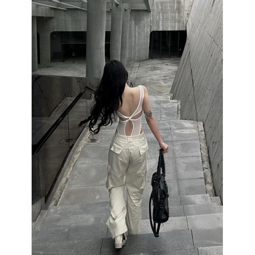 GARIS 後背設計感外穿吊帶背心上衣2025新款性感辣妹修身連體衣夏