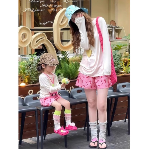 女童防曬衣套裝2025新款夏季母女親子裝冰絲長袖T恤夏裝防曬服薄