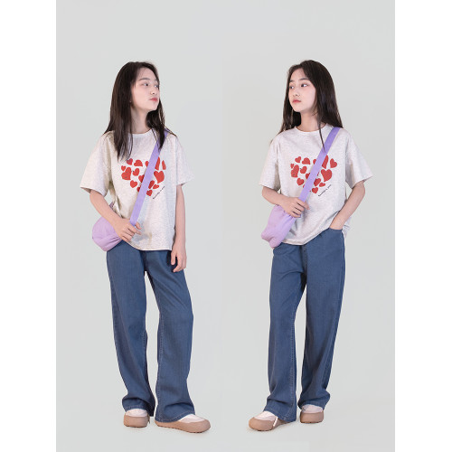 萊賽爾薄款牛仔褲女童微彈夏季褲子2025新款中大童直筒學生休閒褲