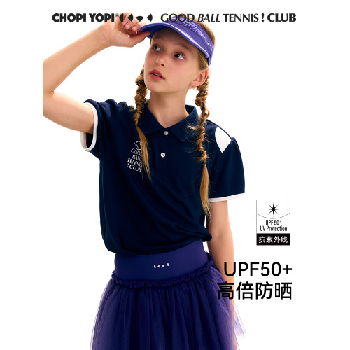 chopiyopi【無影皮】女童Polo短袖速乾T恤25年夏季新款防曬運動T