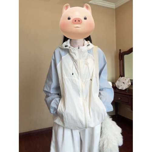 夏季超好看撞色防曬衣女2025新款時尚百搭輕薄透氣防紫外線防曬服