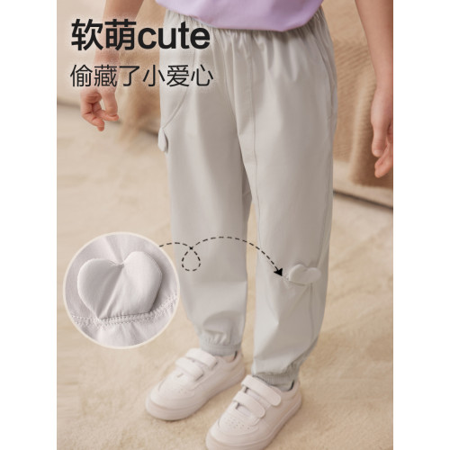 UPF50+ 兒童收口防曬長褲 女童薄款夏季涼感戶外休閒褲 中大童170