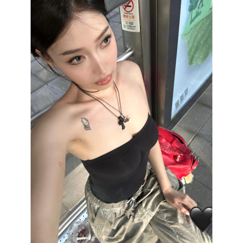 歐美ins辣妹風一字肩抹胸吊帶背心上衣女夏季性感修身顯瘦連體衣
