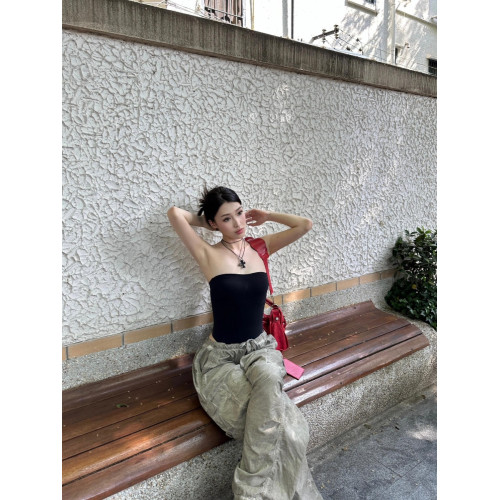 歐美ins辣妹風一字肩抹胸吊帶背心上衣女夏季性感修身顯瘦連體衣