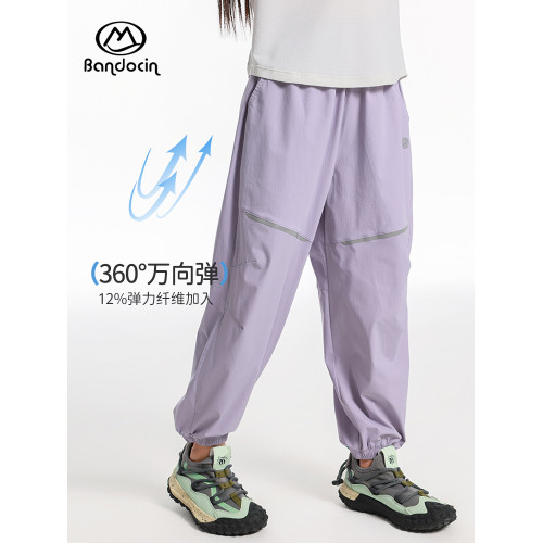 半度閒夜間反光女童夏季薄款防曬運動褲洋氣2025新款兒童透氣長褲