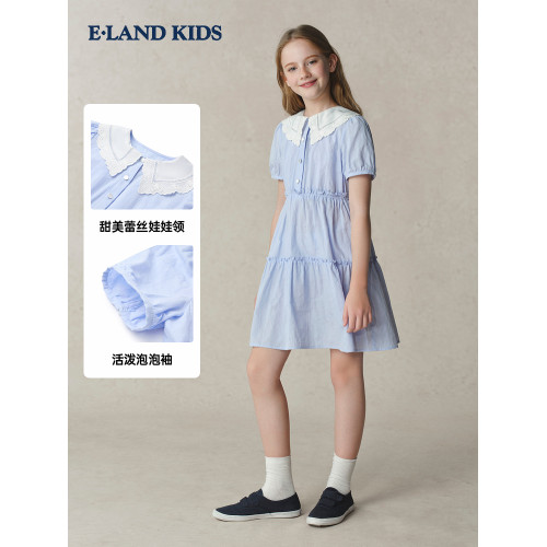 eland kids衣戀童裝女童連衣裙2025年春夏新品法式公主裙畢業禮服
