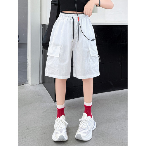 女童工裝短褲夏季新款2025中大童薄款速乾褲五分褲夏季中褲運動褲