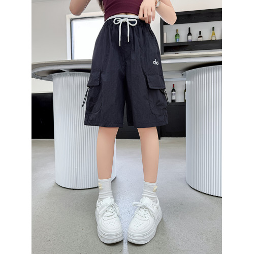 女童工裝短褲夏季新款2025中大童薄款速乾褲五分褲夏季中褲運動褲